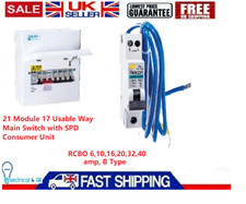Consumer Unit, 17 Way DP Isolator & SPD,IP20 Mini RCBO 6,10,16,20,32,40 AMP UK