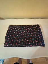 Kate Spade black and floral puffer quilted zipper pouch with pink lining
