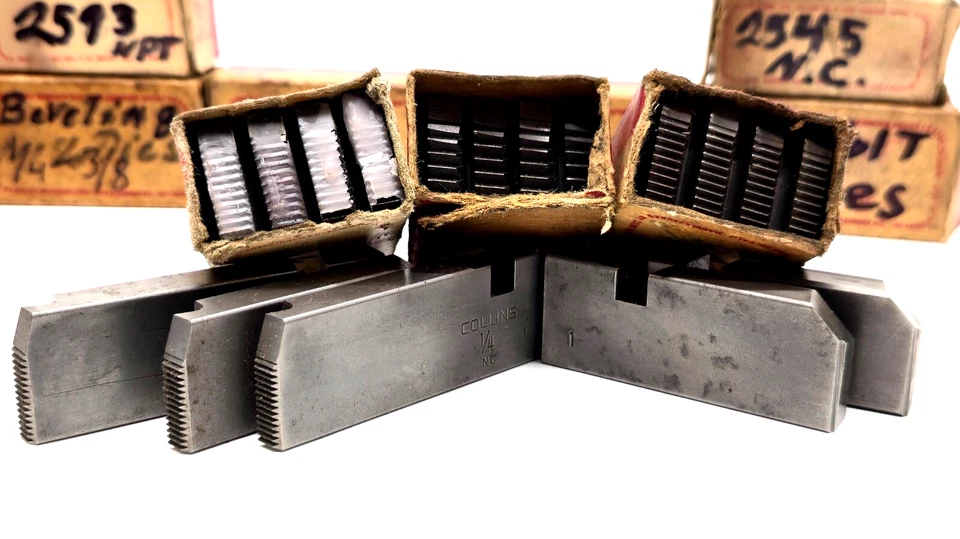 Lot of 18 Miscellaneous Collins Brand Pipe Beveling & Bolt Die Sets Vintage - Image 3 of 4