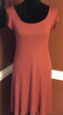 Gap Ribbed Cap Sleeve Dress Tierra Rust Red XS