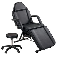 Adjustable Recliner Massage Table Facial Lash Bed Salon Tattoo Chair with Stool