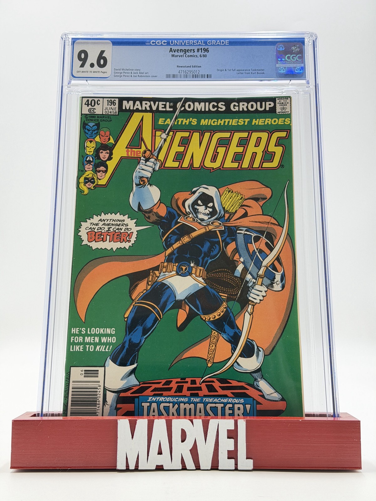 アメコミ　マーベル　Avengers 196 1st Taskmaster! Avengers #196 CGC 6.5 Newsstand 1980 Origin & 1st Appearance Of