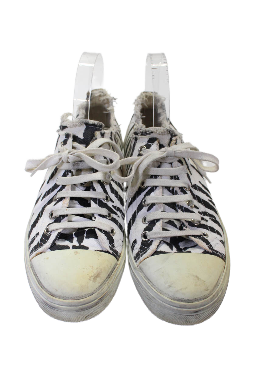 Sneakers basse Saint Laurent donna stringate stampa animalier bianche taglia EUR 40