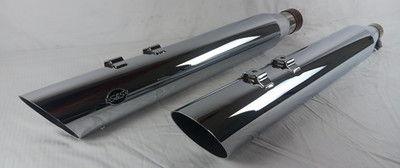 S&S FOR HARLEY DAVIDSON TOURING 4 IN CHROME SLASH-CUT SLIP-ON EXHAUSTS 550-0691
