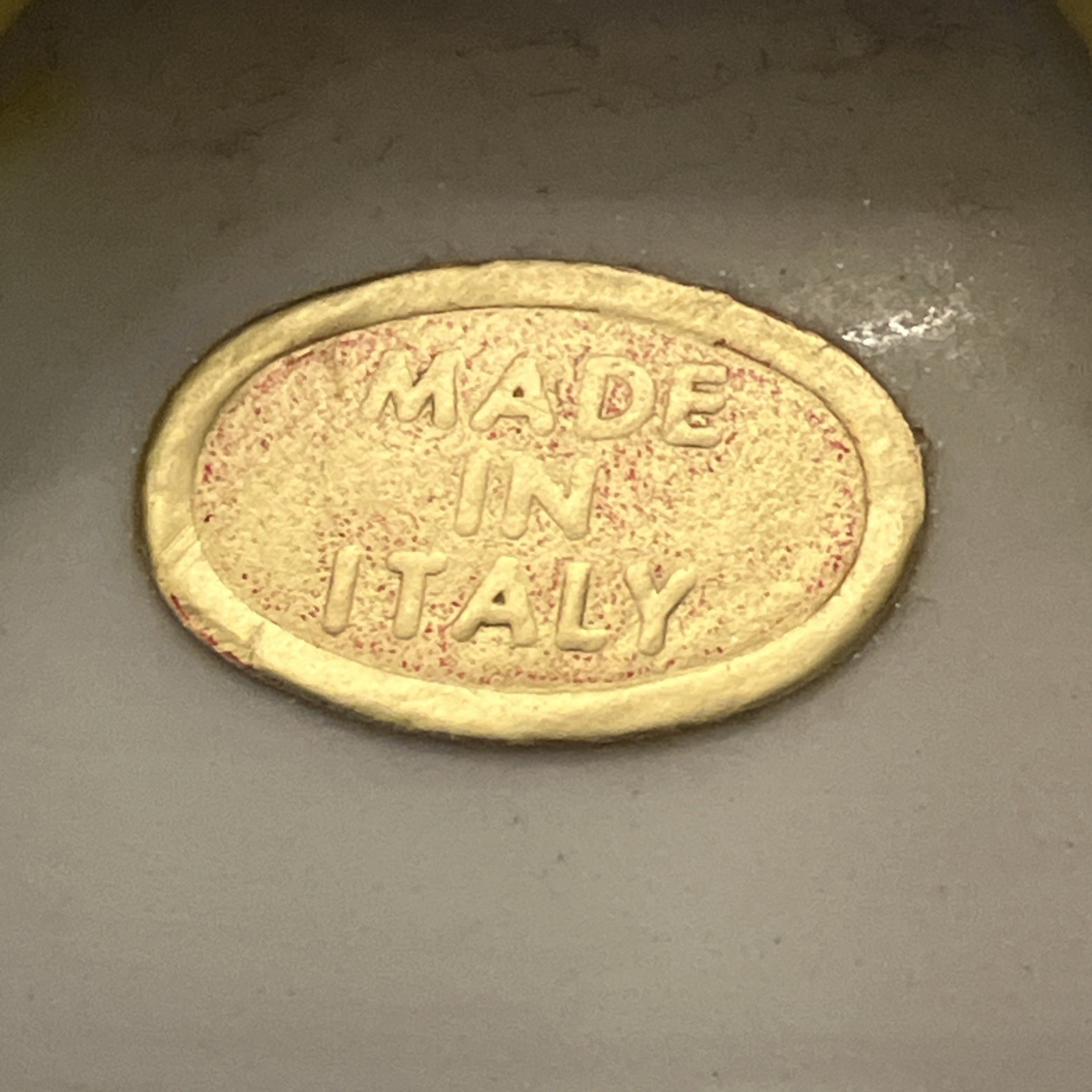 Trinket Box Covered Dish w/ Lid  BOW YELLOW DOTS Made In Italy Hand Painted