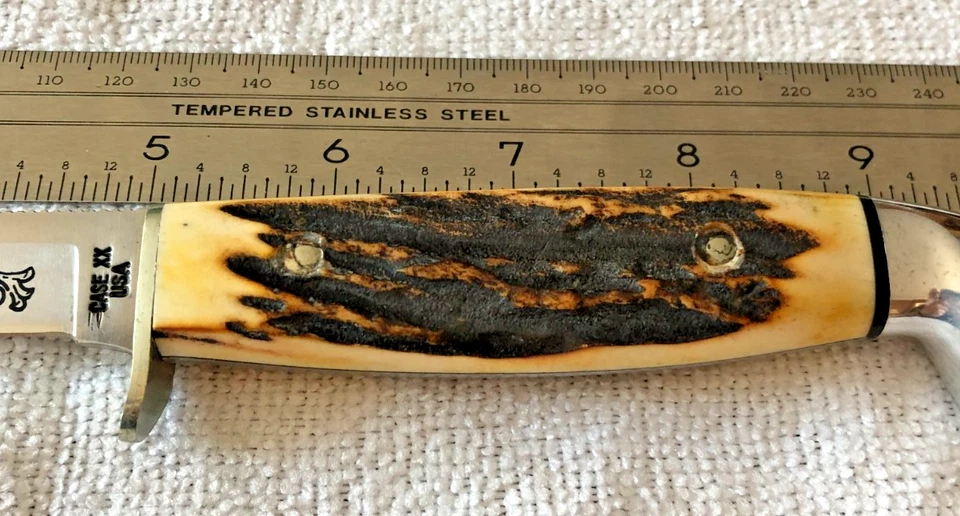 Case Blue Scroll Stag 516-5 SSP Knife 1977 Fixed Blade - Image 4 of 4