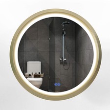 32 Inch Round LED Mirror for Bathroom, Gold Metal Frame Lighted Vanity Mirror...