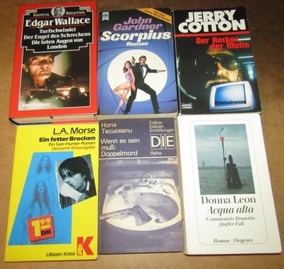 8x Krimi, 6 Taschenbände, z.B. E. Wallace, James Bond, Jerry Cotton usw. po643