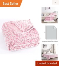 Leopard Throw Blanket Fleece, Lightweight Cozy Warm Plush Microfiber Pink Bl...