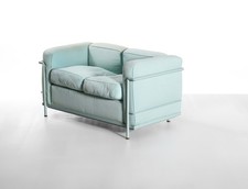 LC2 Cassina divano azzurro vintage fine anni '70