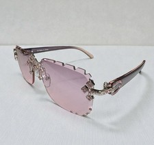 Triple Cross Bling Pink Sunglasses   Unisex Luxury Eyewear  UV Protected Lenses