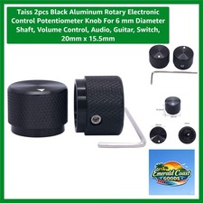 2pcs Black Aluminum Rotary Electronic Control Potentiometer Knob For 6 mm Dia...