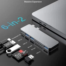 W5 6 in 1 USB C Data Hub to HDTV Card Reader USB3.0 PD Charging Adapter