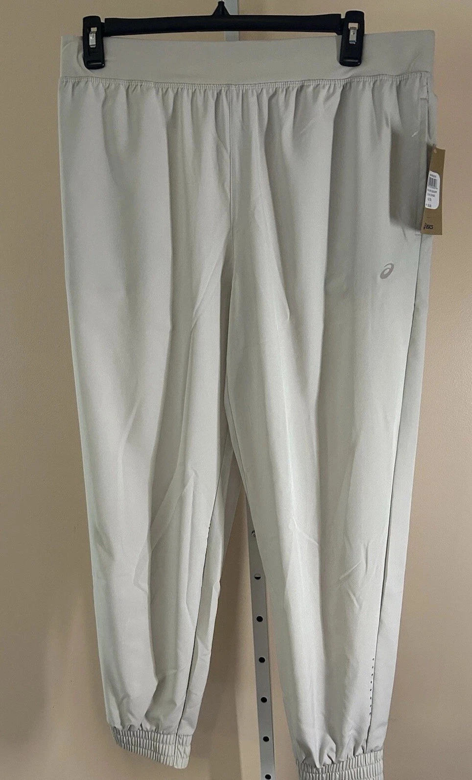 Pantalone jogger donna ASICS tessuto elasticizzato zip beige taglia XL nuovo con etichetta