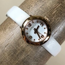 Marc by Marc Jacobs Women MBM1250 Dress White Leather Quartz 20mm Watch 6 3/4"