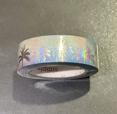 New Simply Gilded Sunrise Palm Trees   Holo washi tape 15 mm roll