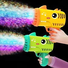 Dinosaur Bubble Machine Electric Blower 35 Hole Toy Kids Party Green