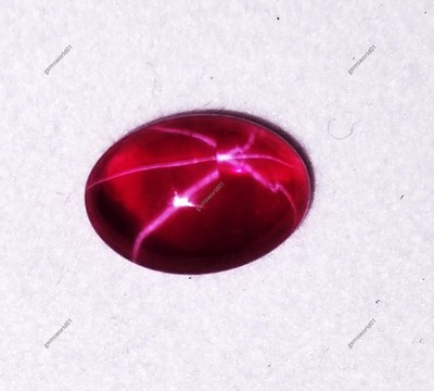 6 Rays NATURAL Red Star Ruby 8 Ct Oval Cabochon CERTIFIED Loose Gemstone