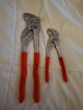 KNIPEX 2 Piece Smooth Jaw Push Button Adjustable Plier Wrench  Set  1-1/2” & 2”