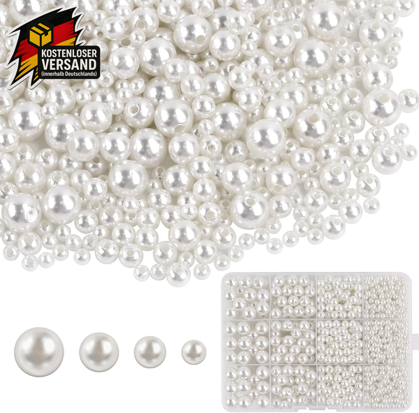 Perlen Set Zum AuffäDeln FüR Schmuckherstellung 4-10Mm WeißE Acrylperlen-image