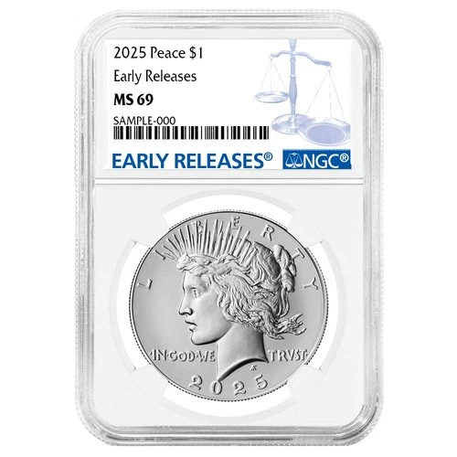 2025 $1 Peace Silver Dollar NGC MS69 ER Blue Label
