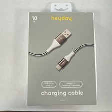 10' USB-C to USB-A Braided Cable - heyday  Black/White/Gunmetal
