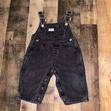 Vintage Baby Guess Faded Black Overalls Triangle 80 90s 12M USA