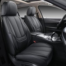 Car Seat Covers, Seat Covers for Cars, Black Leather Universal Fit - Full Set