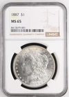1887 $1 NGC MS 65 - Blast White