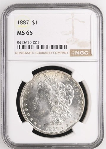 1887 $1 NGC MS 65 - Blast White