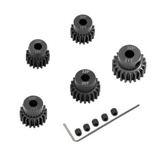 5-Pack Black Steel Metal 32P 5mm Pinion Motor Gear Sets 17T 18T 19T 20T 21T