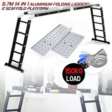 5.7m Folding Ladder Multi-Purpose Aluminium Extension14 in 1 Combination EN 131