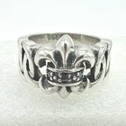 Vintage Fleu De Ris Onyx Signed CFJ Thai 925 Sterling Silver Handmade Ring Sz 6