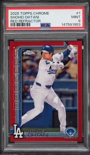 2025 TOPPS CHROME #1 SHOHEI OHTANI RED REFRACTOR /5 PSA 9
