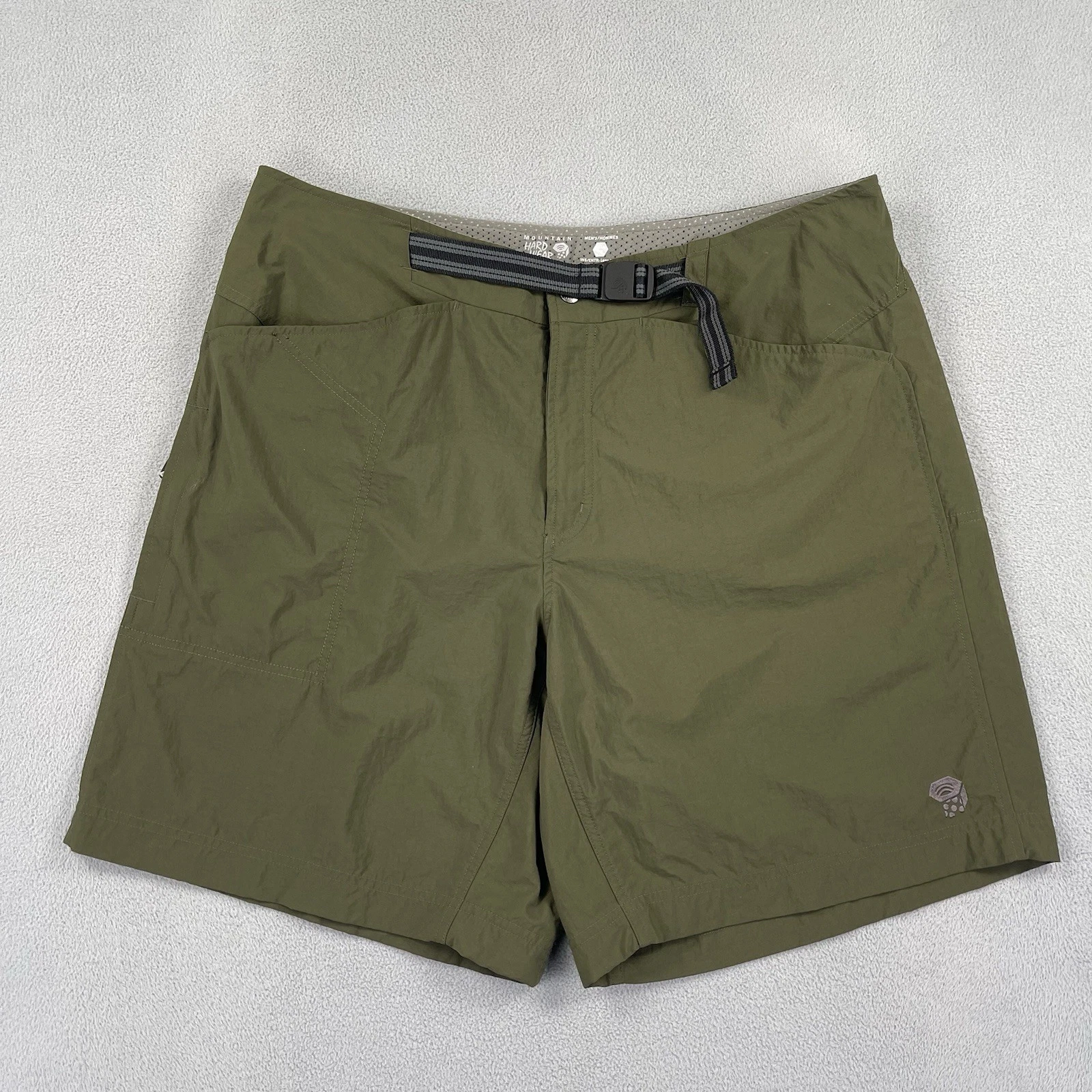 Mountain Hardwear Shorts Mens XL Green Belted Outdoor Nylon Lightweight Wicking