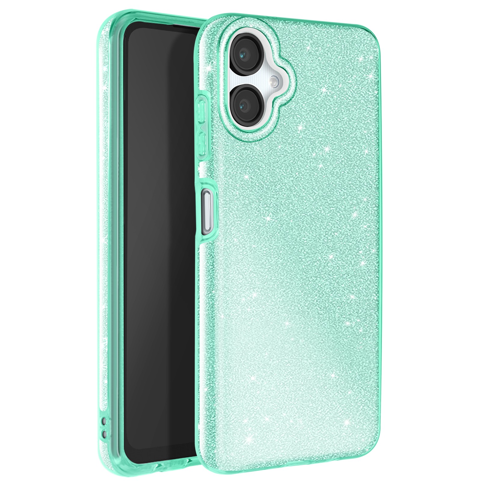 Coque Galaxy A06 antichoc silicone vert à paillettes - 4