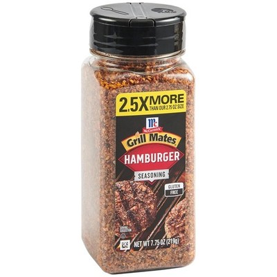 McCormick Grill Mates Hamburger Seasoning 7.75 oz Bold Savory Spice Blend, 2.5X