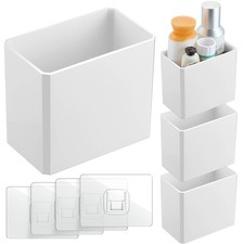 4 PCS Wall Mounted Organizer NonDrilling Adhesive Floating Shelf White Bin