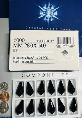 Swarovski 6000 Pendants 28 x 14 mm JET 24pcs Packs from Austria