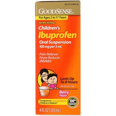 5 Pack GoodSense Ibuprofen Children's Oral Suspension Pain Reliever Liquid, B...