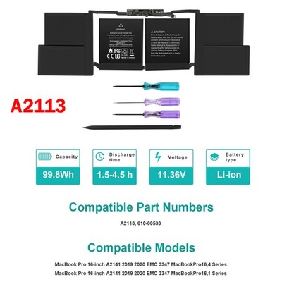 Neu A2113 Akku Für Apple MacBook Pro 16'' A2141 2019 Jahr EMC 3347 99,8WH 8790mAh
