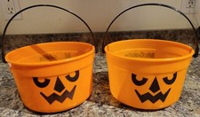 2 Vintage 1986 McDonalds MCGOBLIN Orange Halloween PUMPKIN BUCKETS - NO LIDS