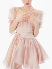 French Elegant Short Party Dress Evening Women Vintage Mini Dress Lolita Kawaii