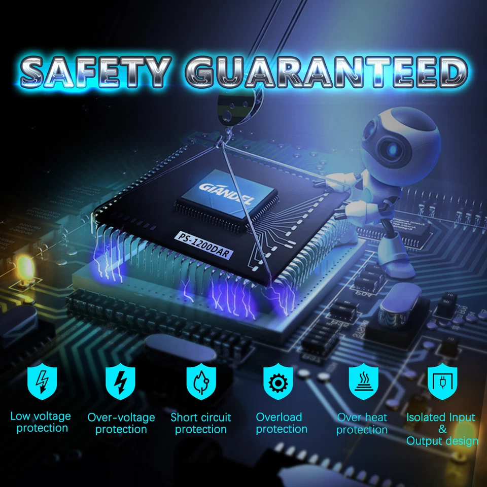 1200W/2400W Power Inverter Pure Sine Wave 12V/240V 4.5M Remote Giandel - image 2 of 4