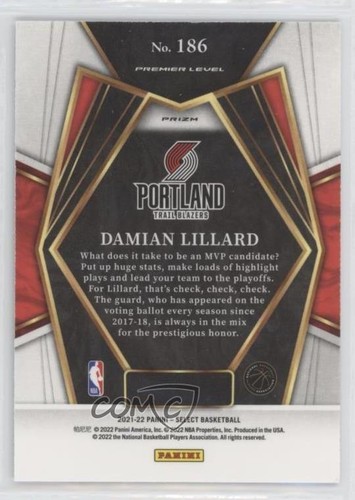 2021-22 Panini Select Premier Level Disco Prizm Damian Lillard #186 | eBay