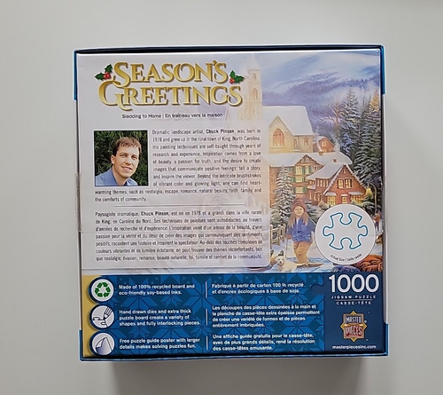 MasterPieces Puzzle 1000 pz "Slitta a casa" Vacanze/Inverno 26,75 x 19 - Foto 2 di 3