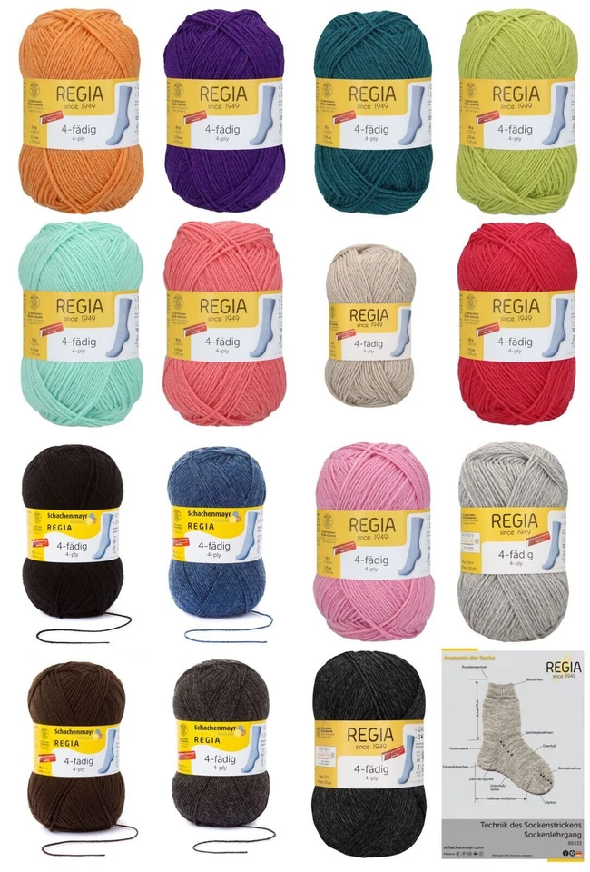 50g Regia uni 4fach 4fädig Sockenwolle Sockengarn Strumpfgarn 50€/kg