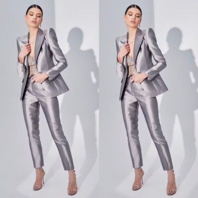 chinese dress ladies Metallic Silver Jacket Dress