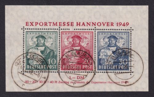GERMANY 1949 Allied Occupation Hanover Fair Mini Sheet SG MSA145 Used (CV £450) - Picture 1 of 2