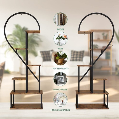 L/XL 6-Tier Indoor Plant Stand 2PCS Tall Metal Heart Shaped Flowers Pots Display - Picture 14 of 25